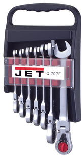 PROMAC JET Ringgabel-Rätschenschlüssel-Satz 7-teilig mit Gelenkkopf, in Kassette Q-707F by PROMAC