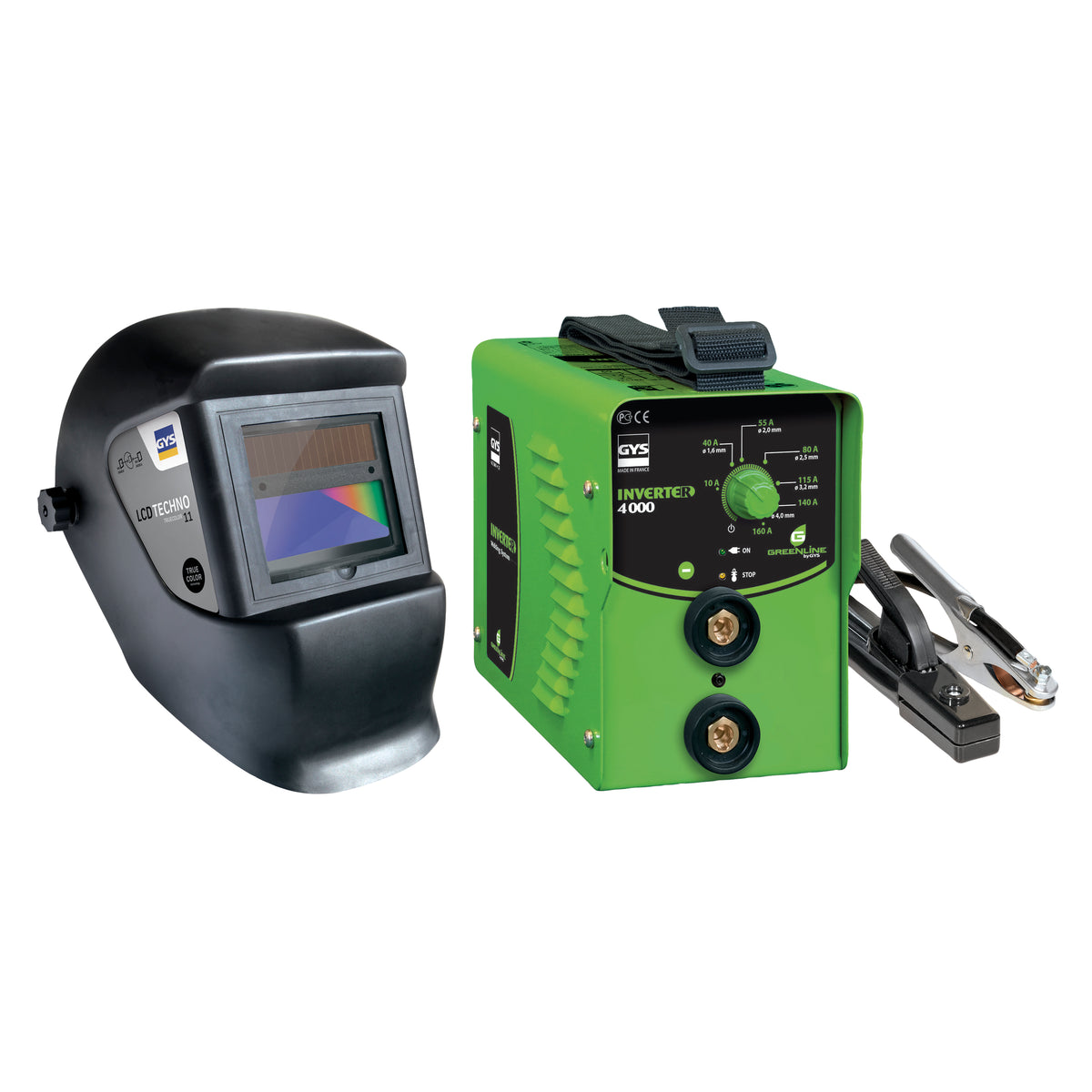 GYS INVERTER 4000 E-Handschweißinverter Set +. Schweißhelm LCD MASTER 11 TRUE COLOR 013315