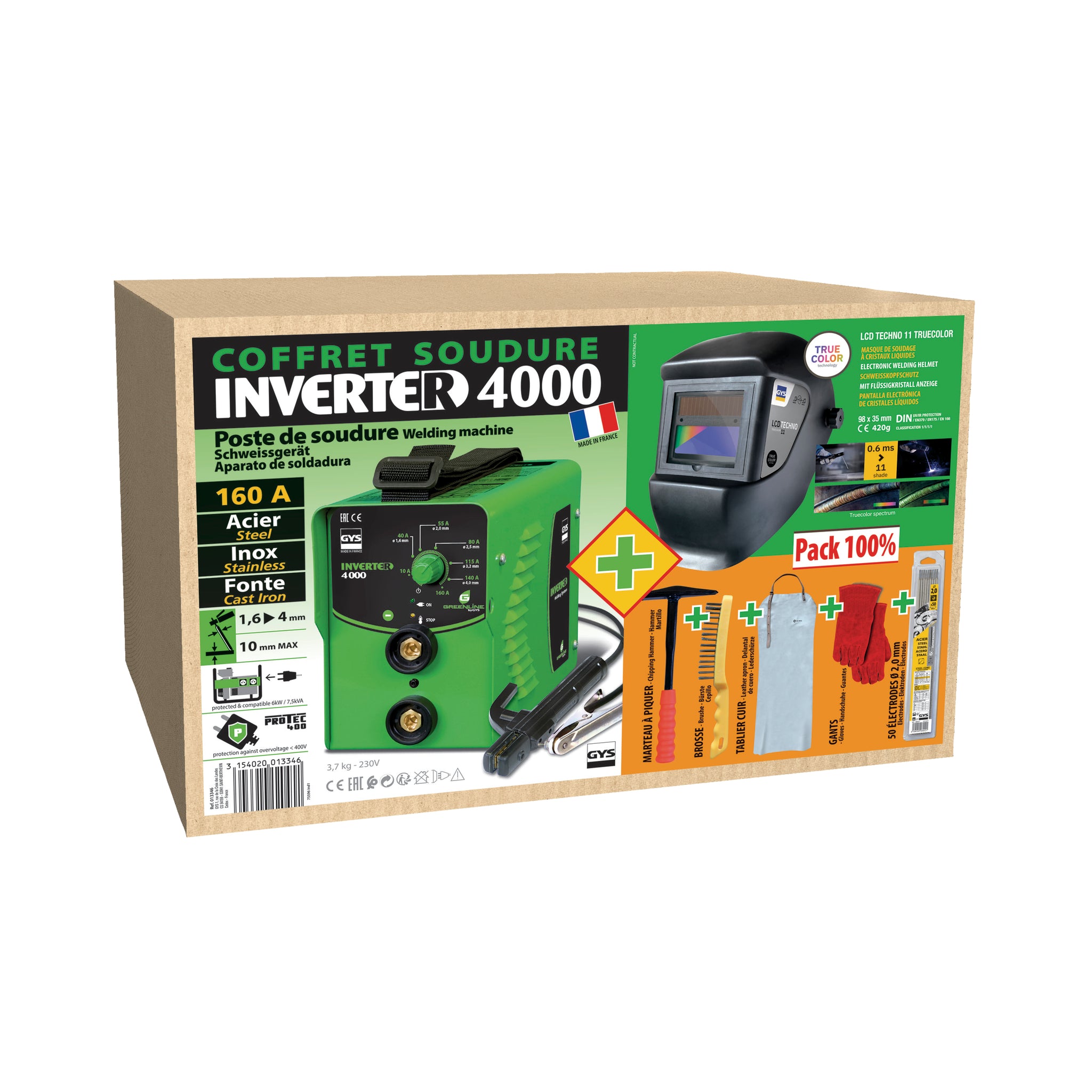 GYS INVERTER 4000 E-Hand-Inverter Set inkl. Schweißhelm LCD TECHNO 11 013346