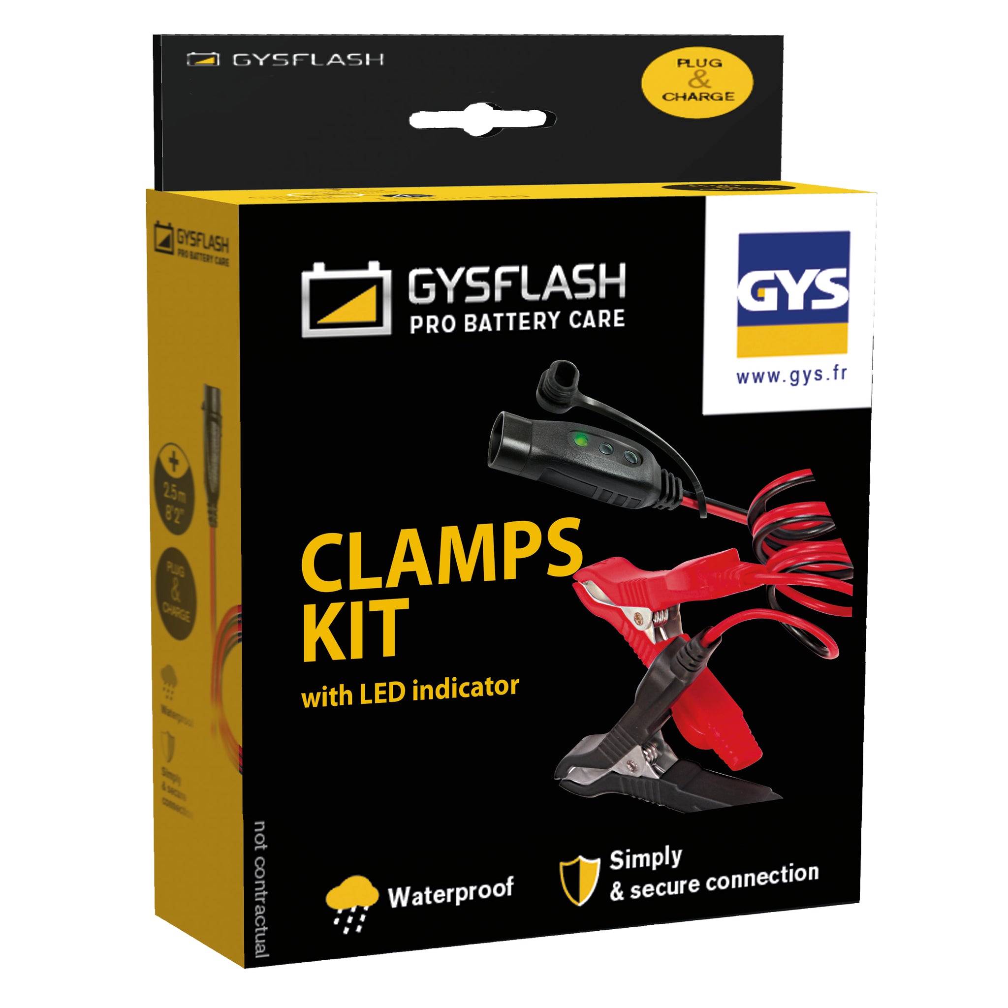 GYS F2-Set - FLASH-Kabel mit Ladestandanzeige/Klemmen - 0,56 m 029149