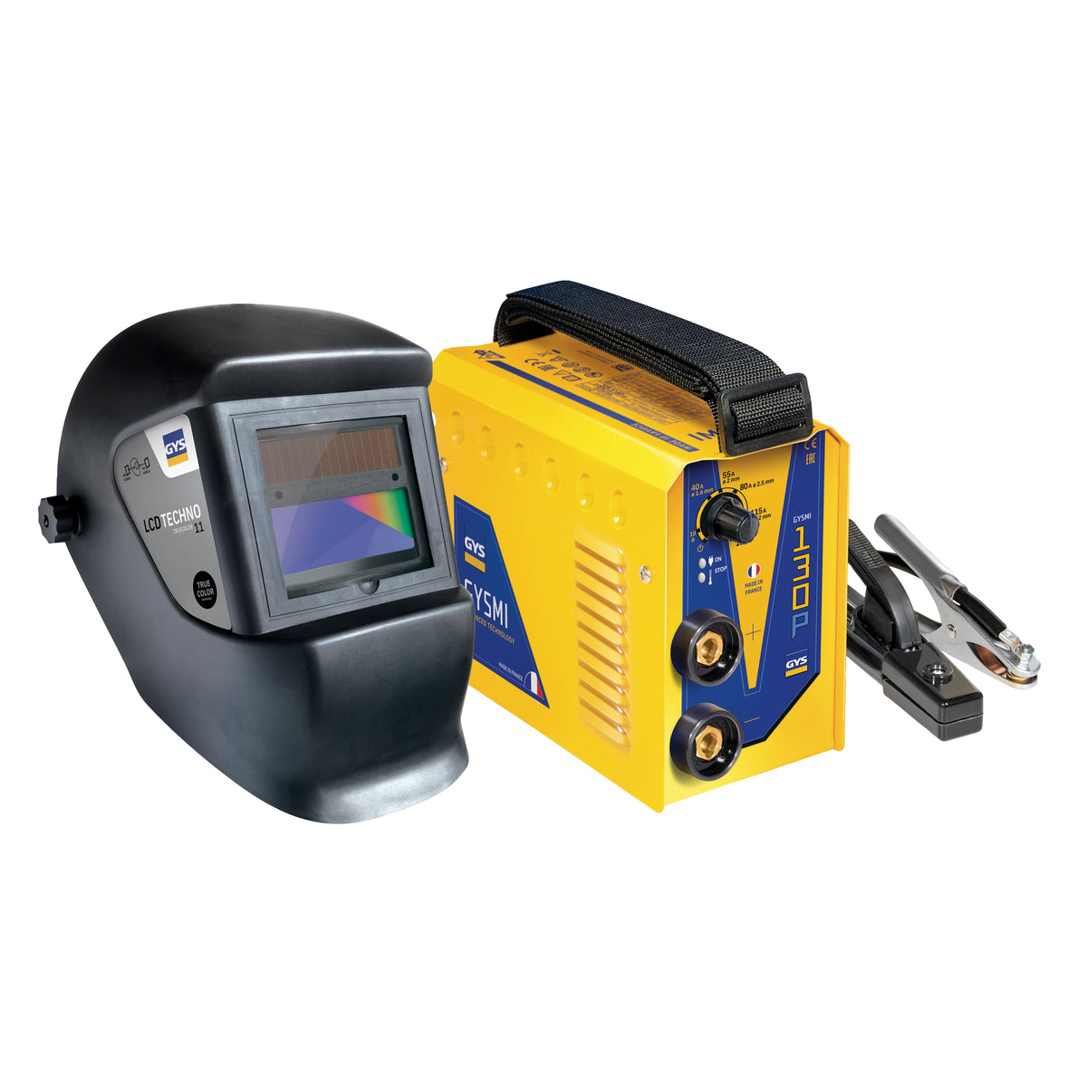 GYS GYSMI 130P E-Handschweißinverter + Schweißhelm LCD TECHNO 11 TRUE COLOR 031449