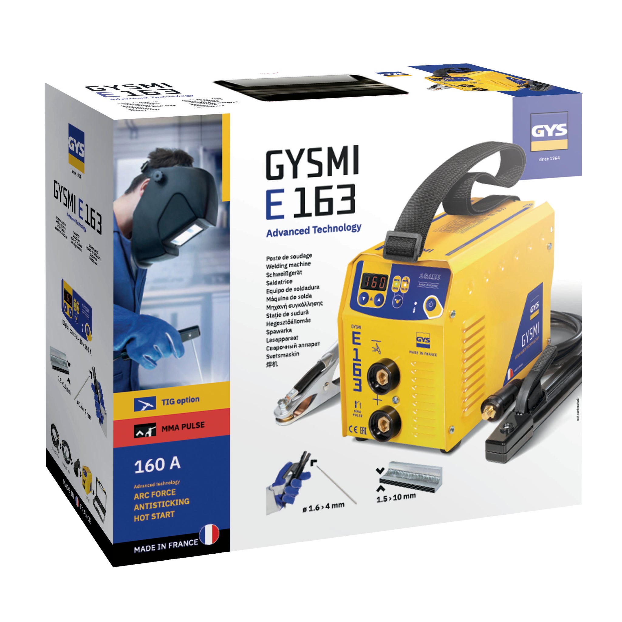 GYS GYSMI E163 E-Handschweißinverter + Zubehör im Hartschalenkoffer 036635