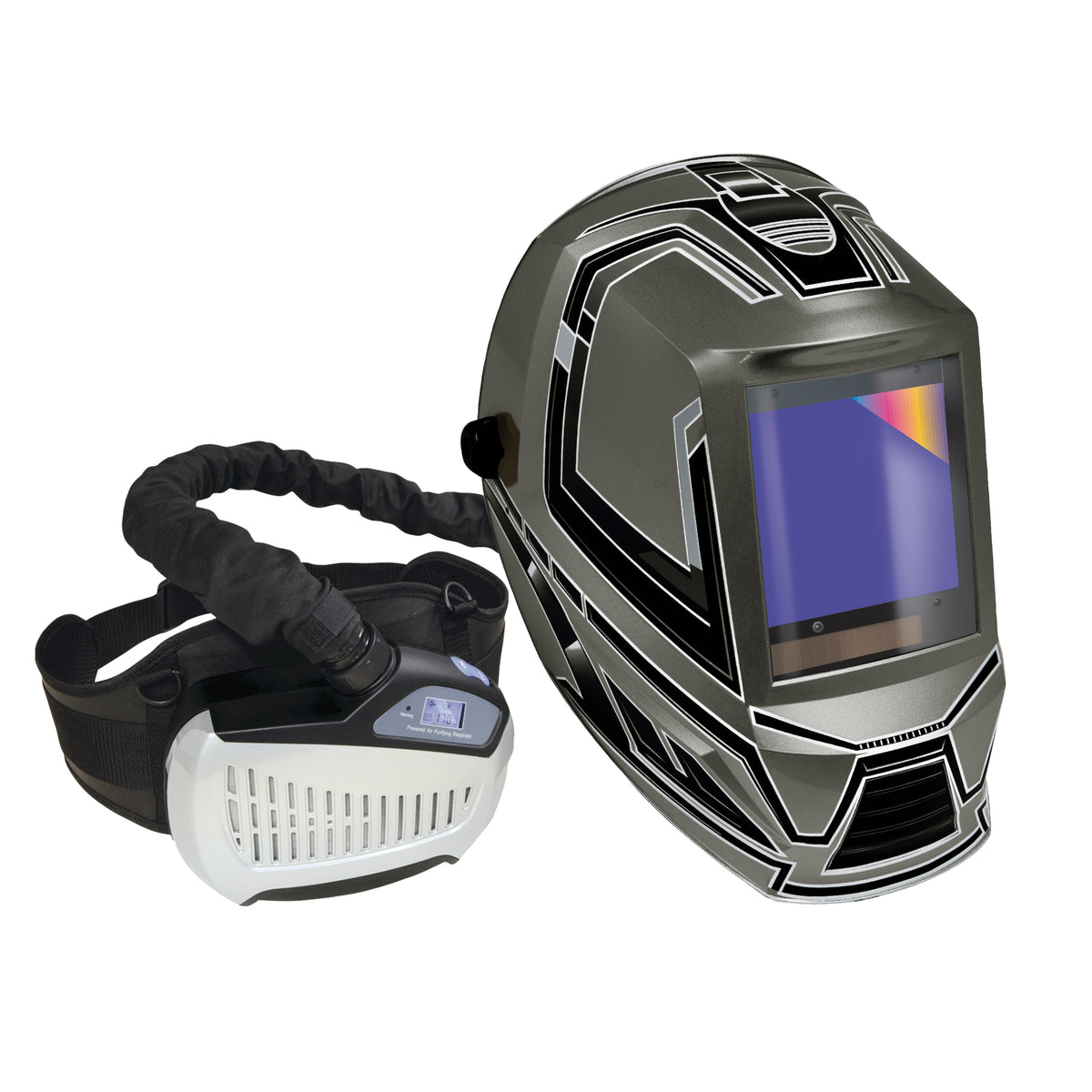 GYS Schweisshelm mit Gebläse-Atemschutzsystem LCD GYSMATIC 5/13 AIR TRUE COLOR XXL 047846