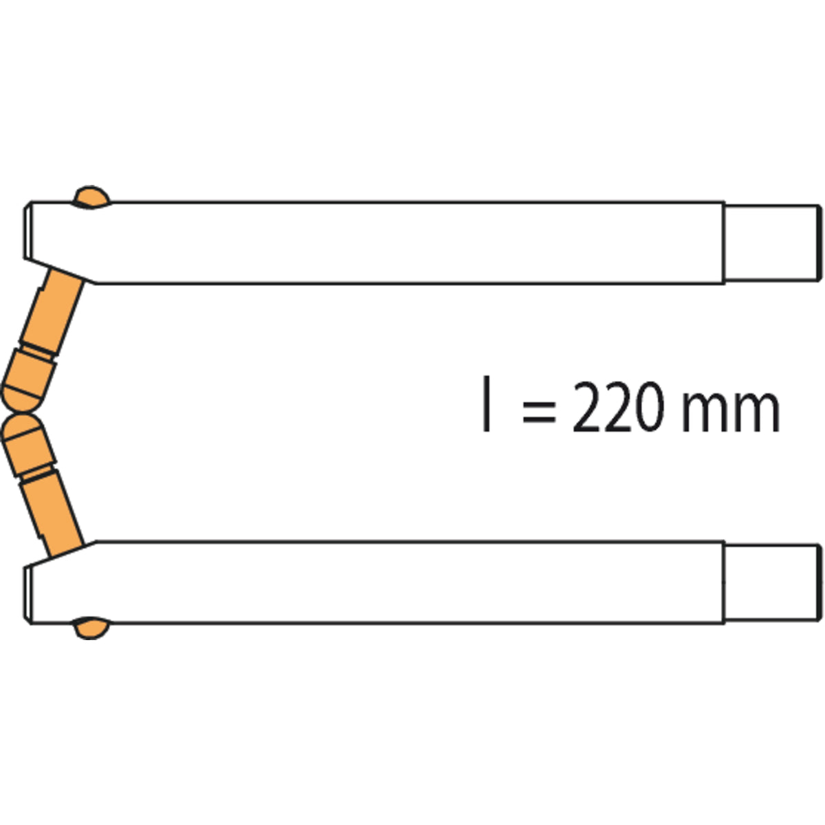 GYS Elektrodenarm PX3 x 2 - LG 220 mm - Alu - abgeschrägt 047921