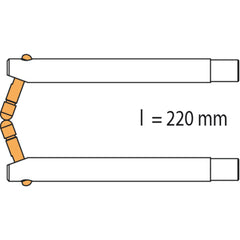 GYS Elektrodenarm PX3 x 2 - LG 220 mm - Alu - abgeschrägt 047921