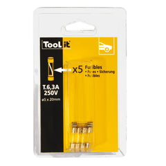 GYS 5 Sicherungen 6,3 A 250 V träger 5 x 20 mm für Batterieladegeräten - Blister 054578