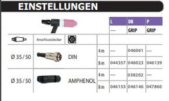 GYS WIG Brenner GRIP SR20 DB, wassergekühlt, 8 M, Stecker 35/50 mm² 046023