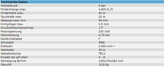 PROMAC Druckwasserpumpe 230 Volt, Fördermenge 3600 l/h, Förderhöhe 60m, Inoxgehäuse HYDRO-A10M