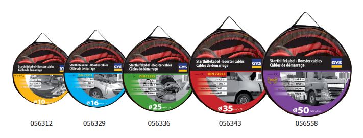 GYS Starthilfekabel DIN 72533 500 A, 3 / 5,5 l, 2 x 3,5 m, 25 mm² 056336