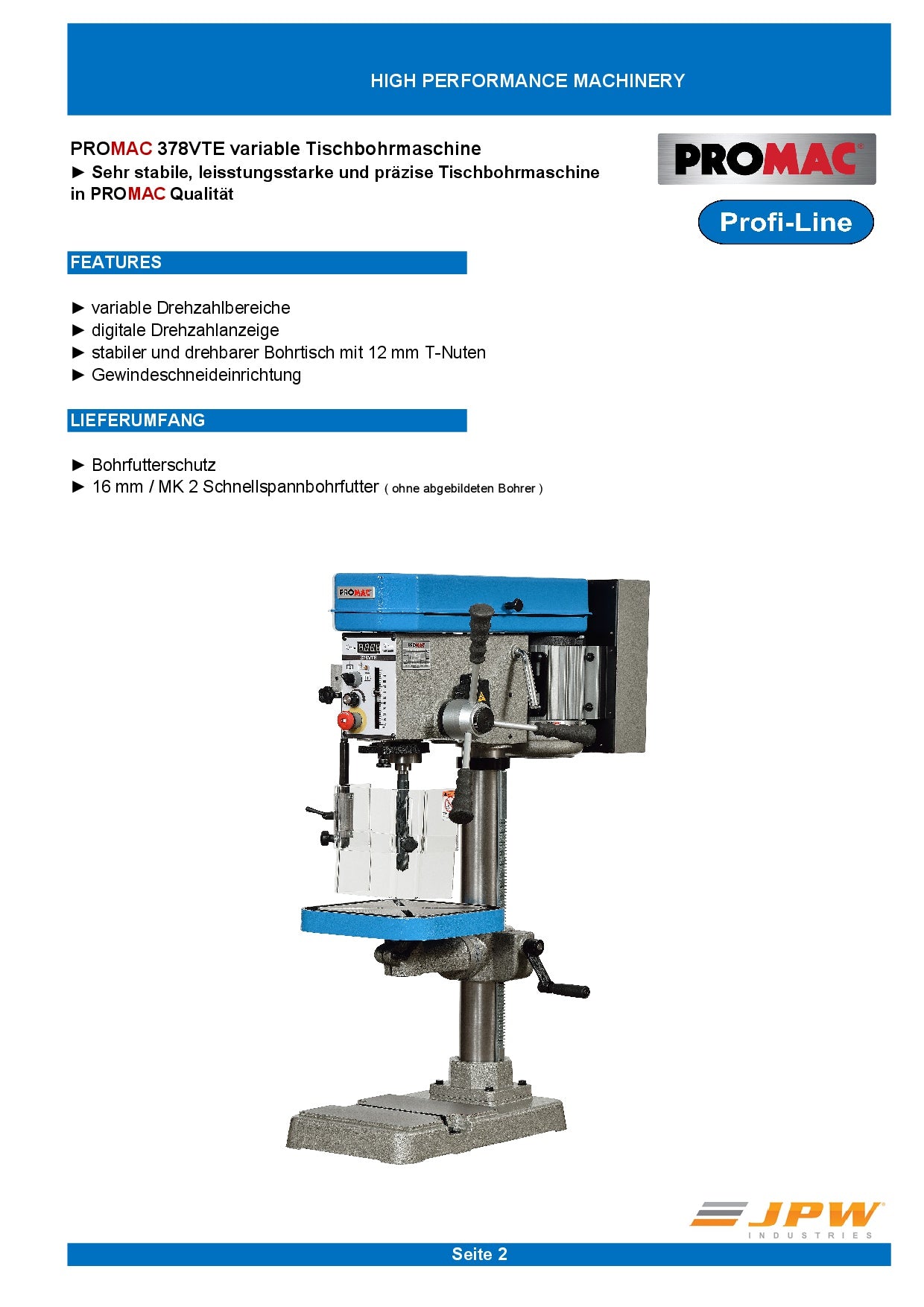 PROMAC TISCHBOHRMASCHINE 378VTE