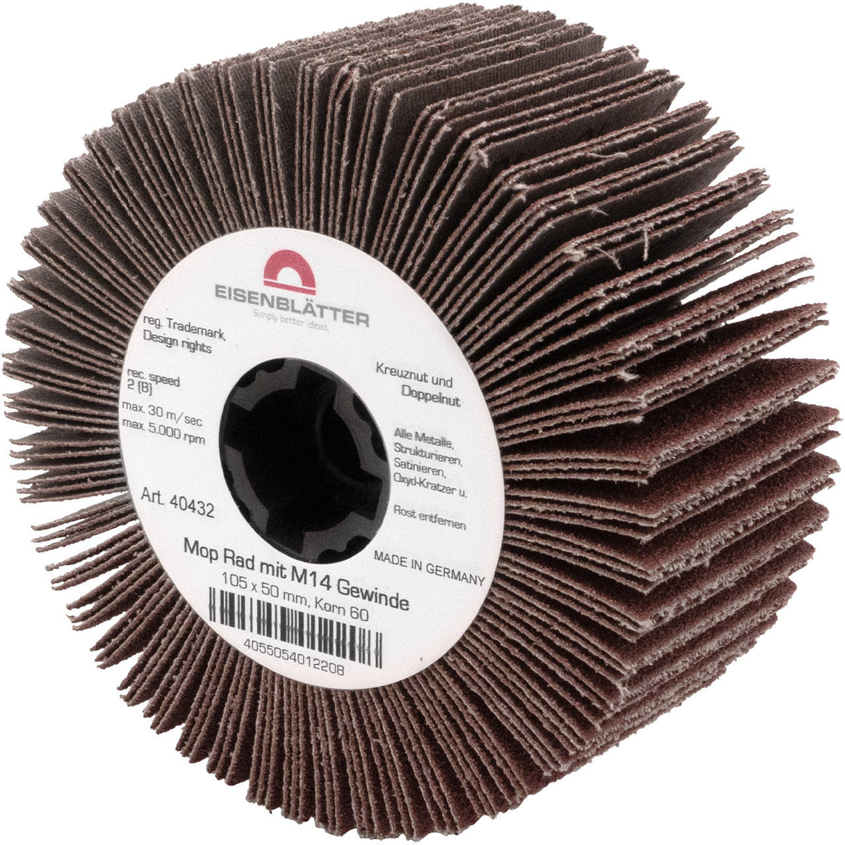 Eisenblätter 40432 Mop Rad mit M14 Gewinde 105 x 50 mm, Korn 60