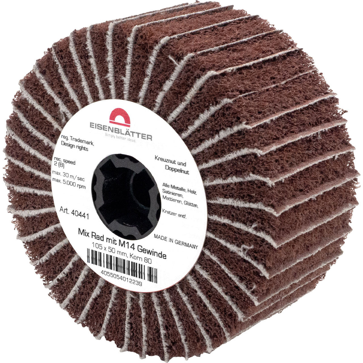 Eisenblätter 40441 Mix Rad mit M14 Gewinde 105 x 50 mm, Korn 80