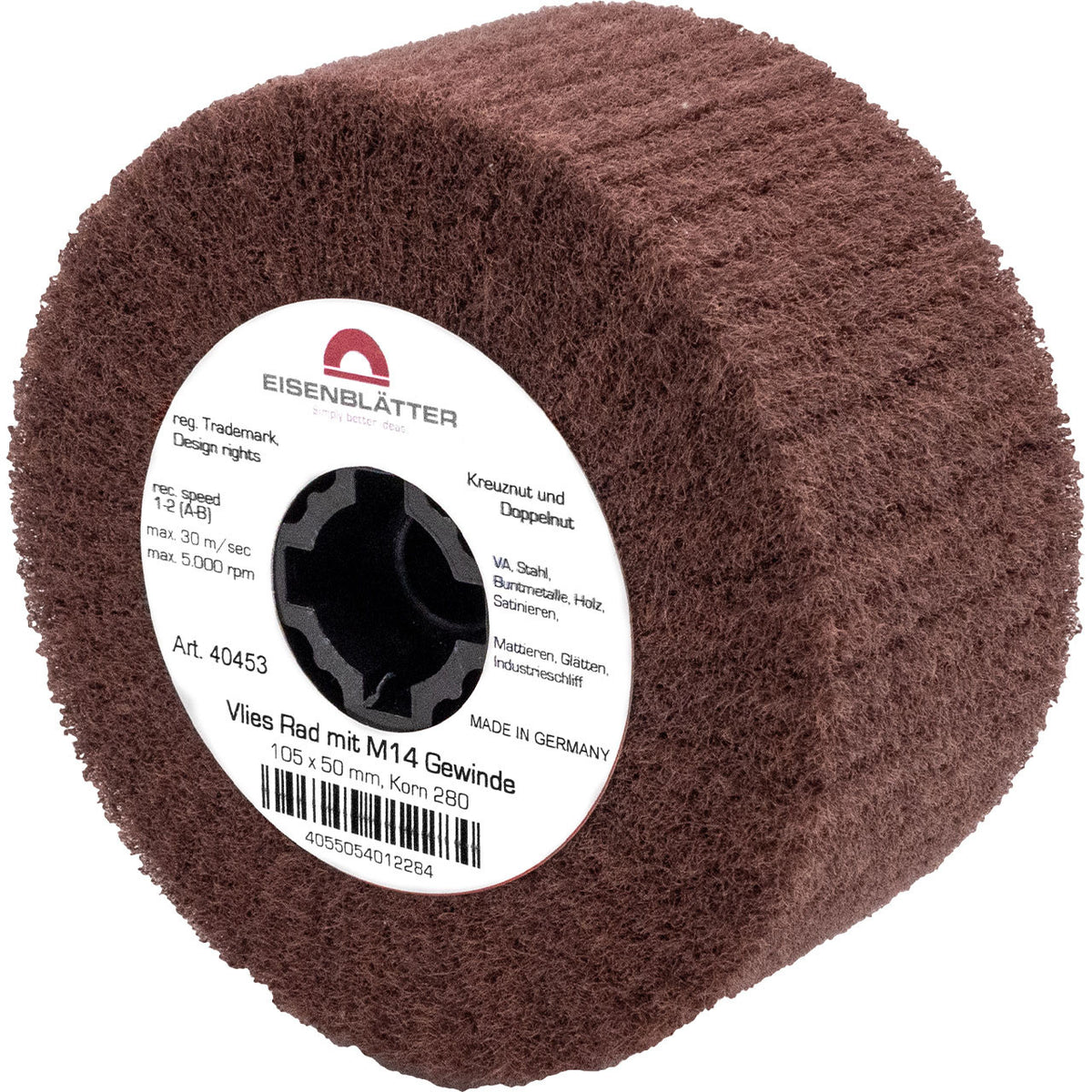 Eisenblätter 40453 Vlies Rad mit M14 Gewinde 105 x 50 mm, Korn 280