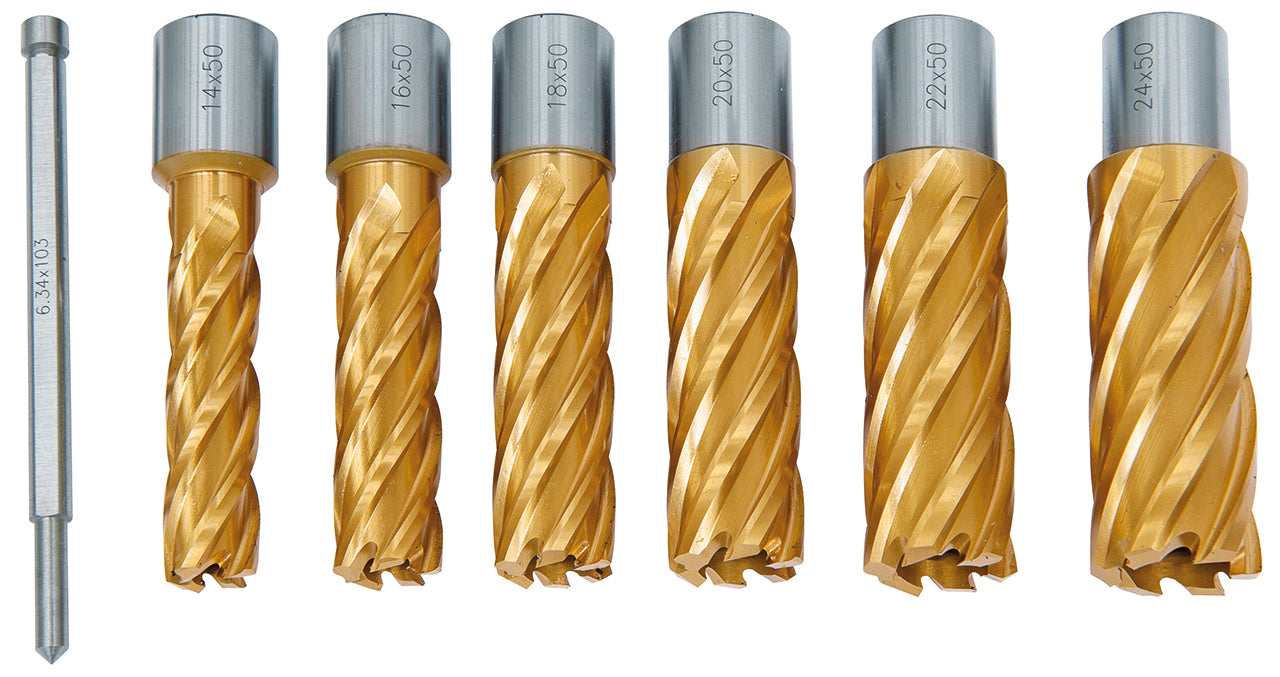 Bernardo HSS-Kernbohrer-Set CDL, TiN-beschichtet, 14 - 24 mm, Bohrtiefe 50 mm 41-11042