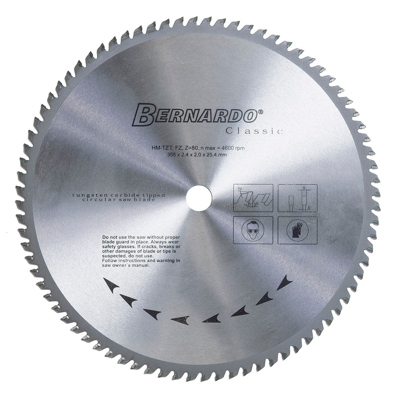 HM-Sägeblatt 355 x 2,4 x 25,4 mm, Z 80 für Aluminium 48-1064