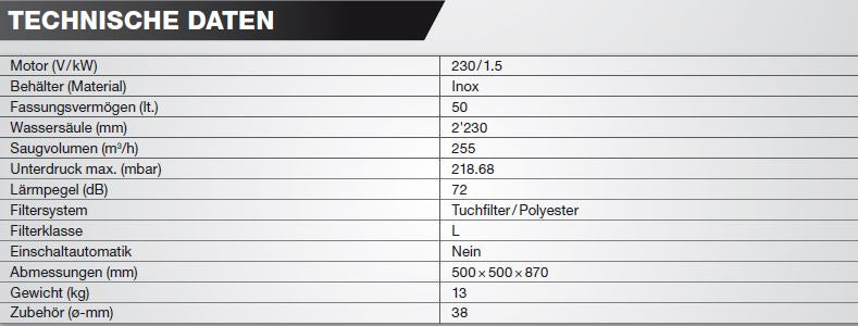 PROMAC NASS- / TROCKENSAUGER VAC-50TB