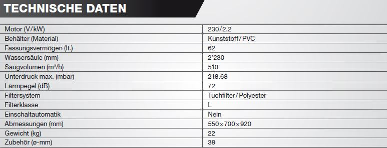 PROMAC NASS- / TROCKENSAUGER VAC-360-2TB