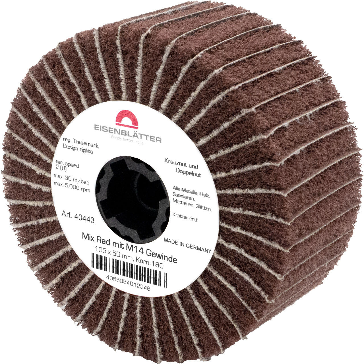 "Eisenblätter 40443 Mix Rad mit M14 Gewinde 105 x 50 mm, Korn 180  by Eisenblätter"