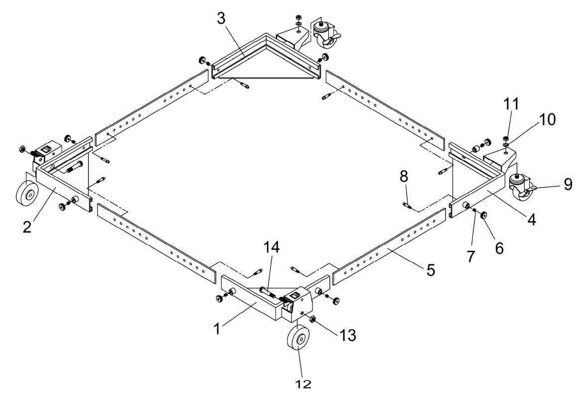 JET Zubehör Hobeln 708118 Fahreinrichtung 460 × 460 mm 610 × 610 mm, bis 250 kg