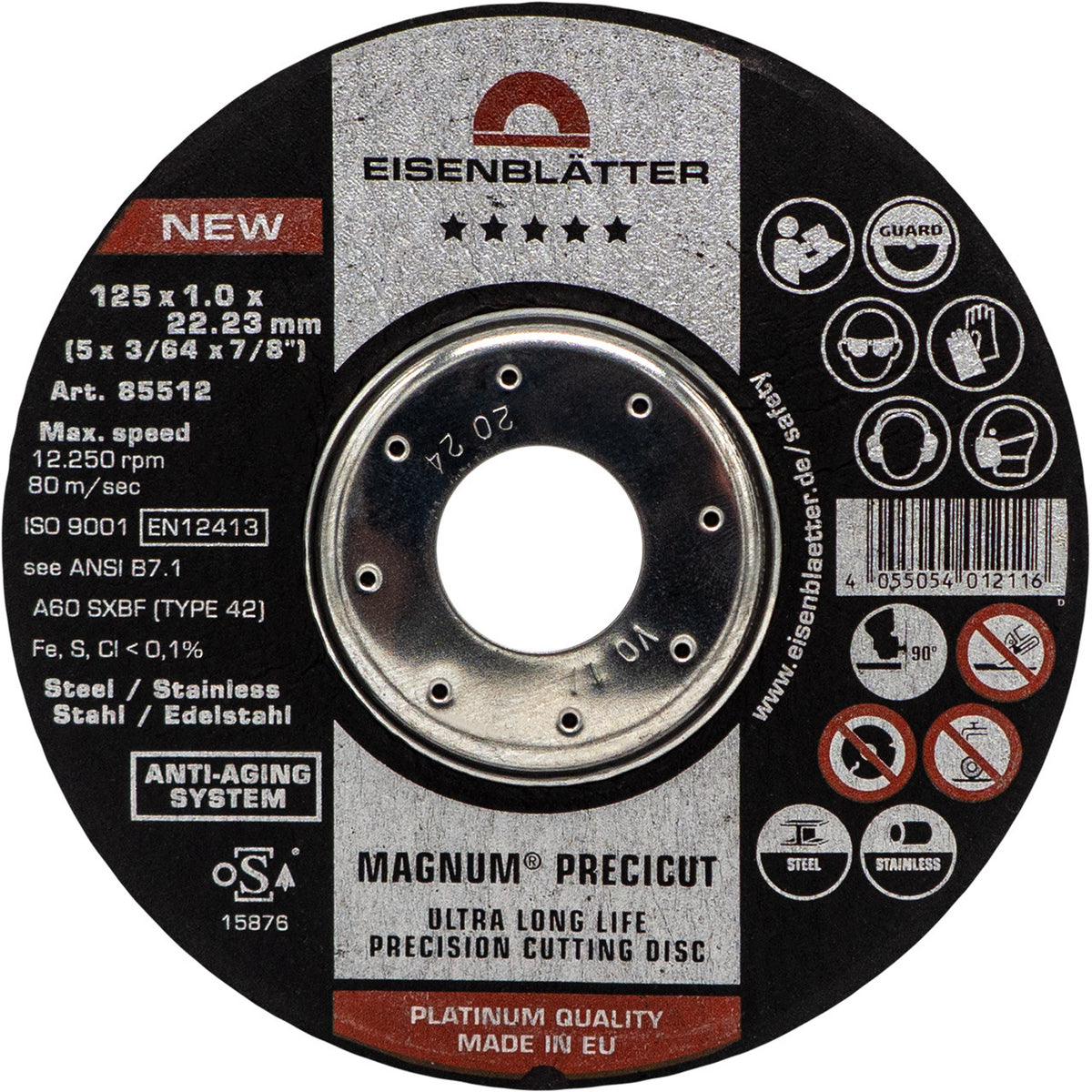 Eisenblätter 85512 MAGNUM® PRECICUT 125 x 22,2 mm, 1,0 mm stark, Präzisions-Trennscheibe