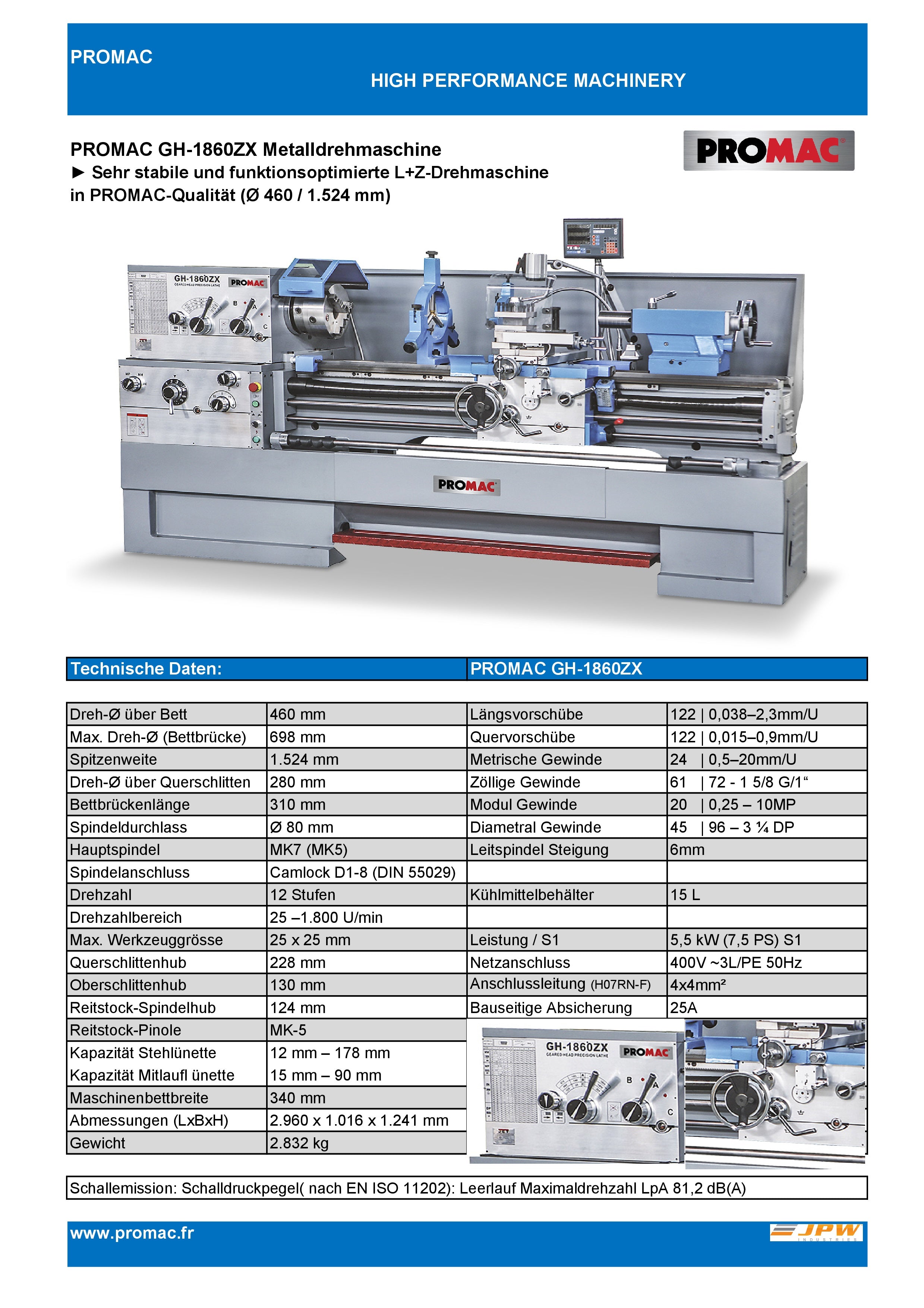 PROMAC METALLDREHBANK GH-1860ZX-T-QC