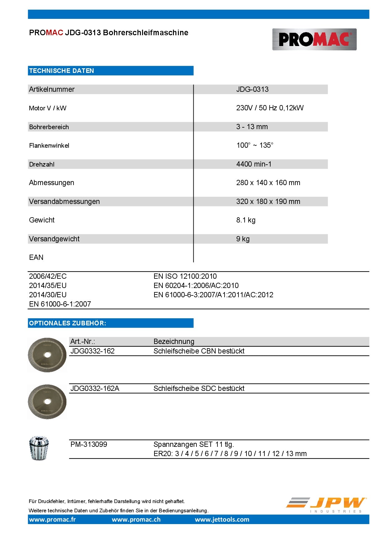 PROMAC BOHRERSCHLEIFMASCHINE JDG-0313