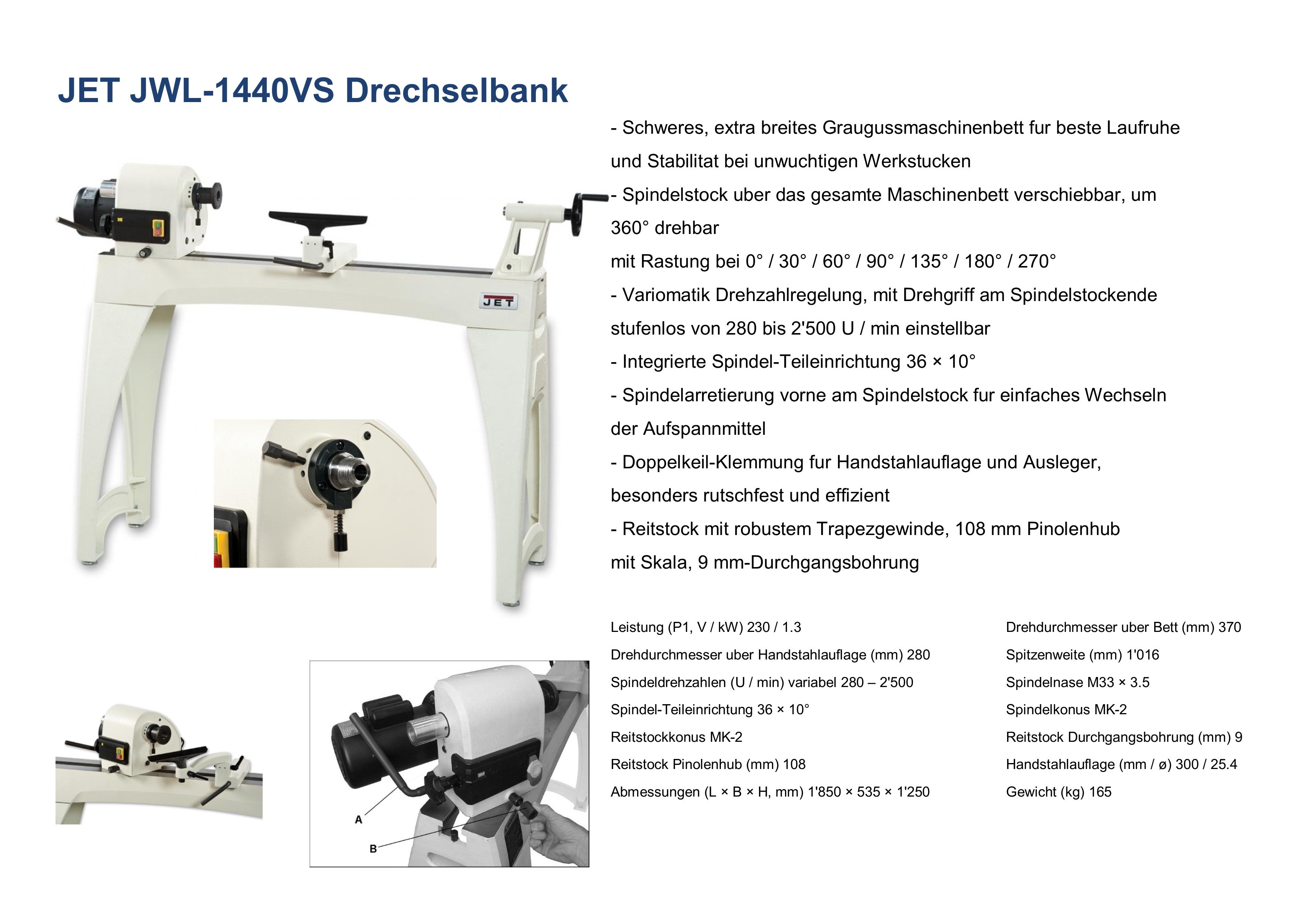 JET DRECHSELBANK JWL-1440VS-M