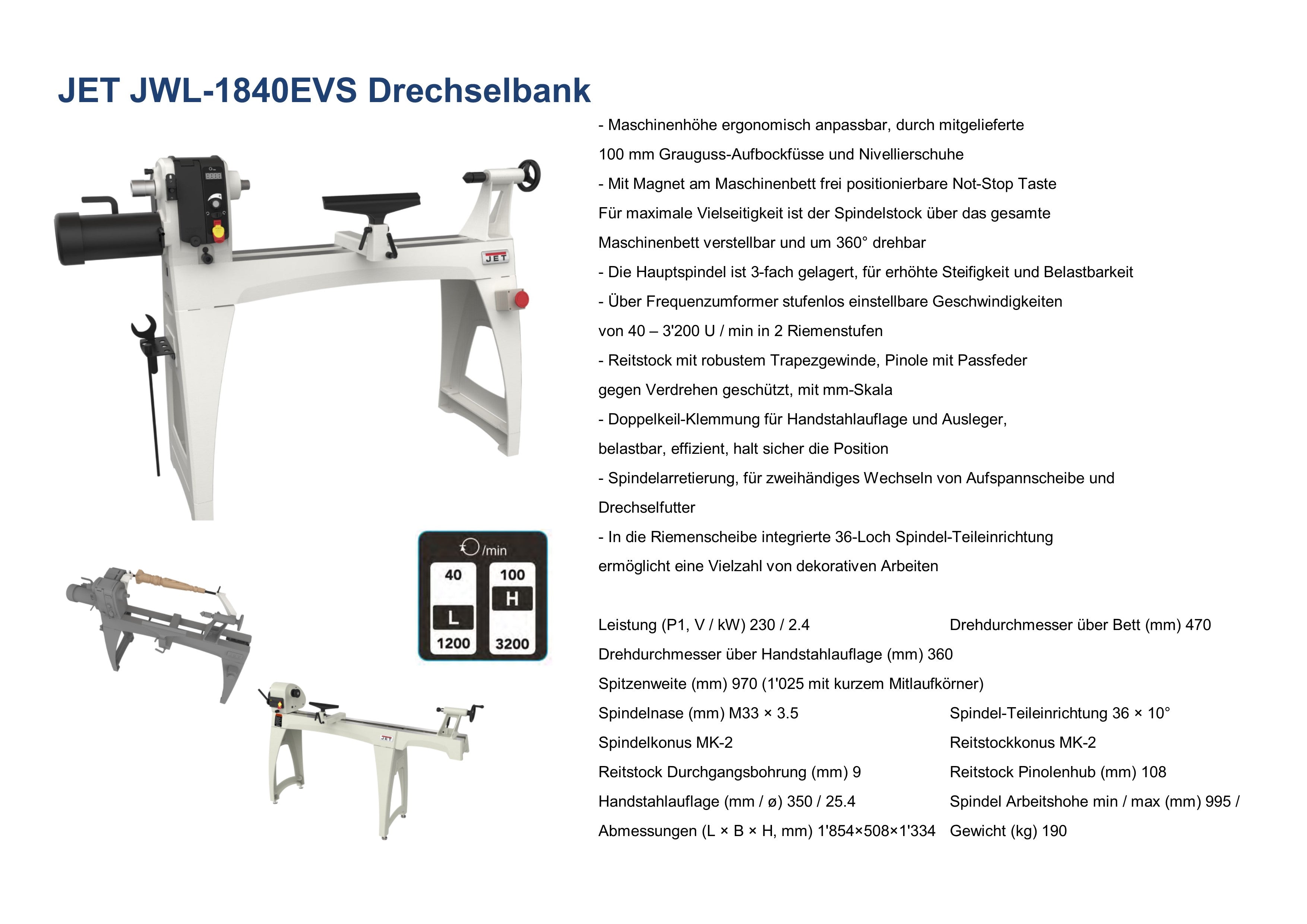 JET DRECHSELBANK JWL-1840EVS-M
