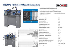 PROMAC METALLDREHBANK PBD-2555V