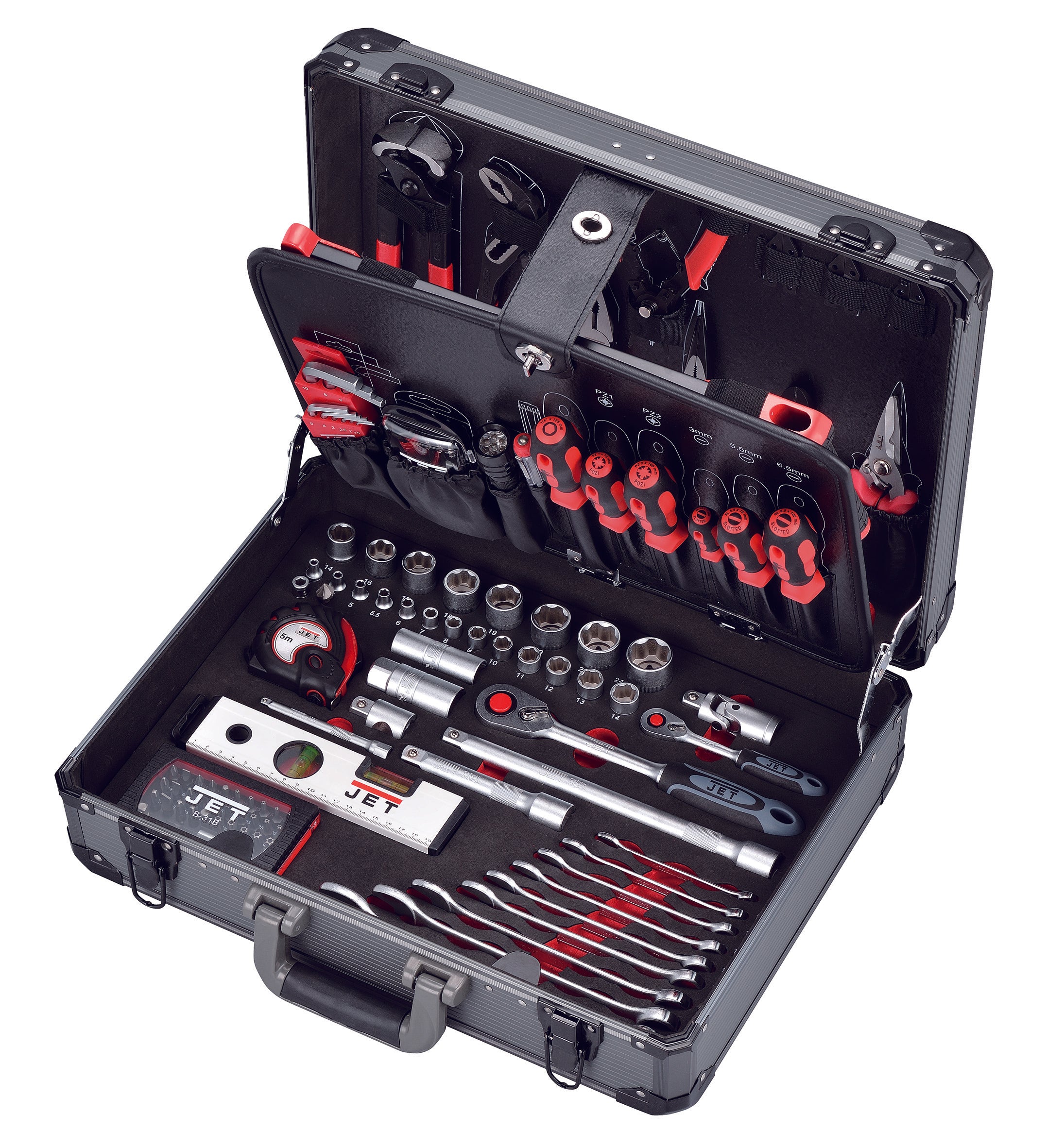 PROMAC JET-TOOLS Alu-Werkzeugkoffer 1/4" + 1/2", 116-teilig Y-116B  by PROMAC