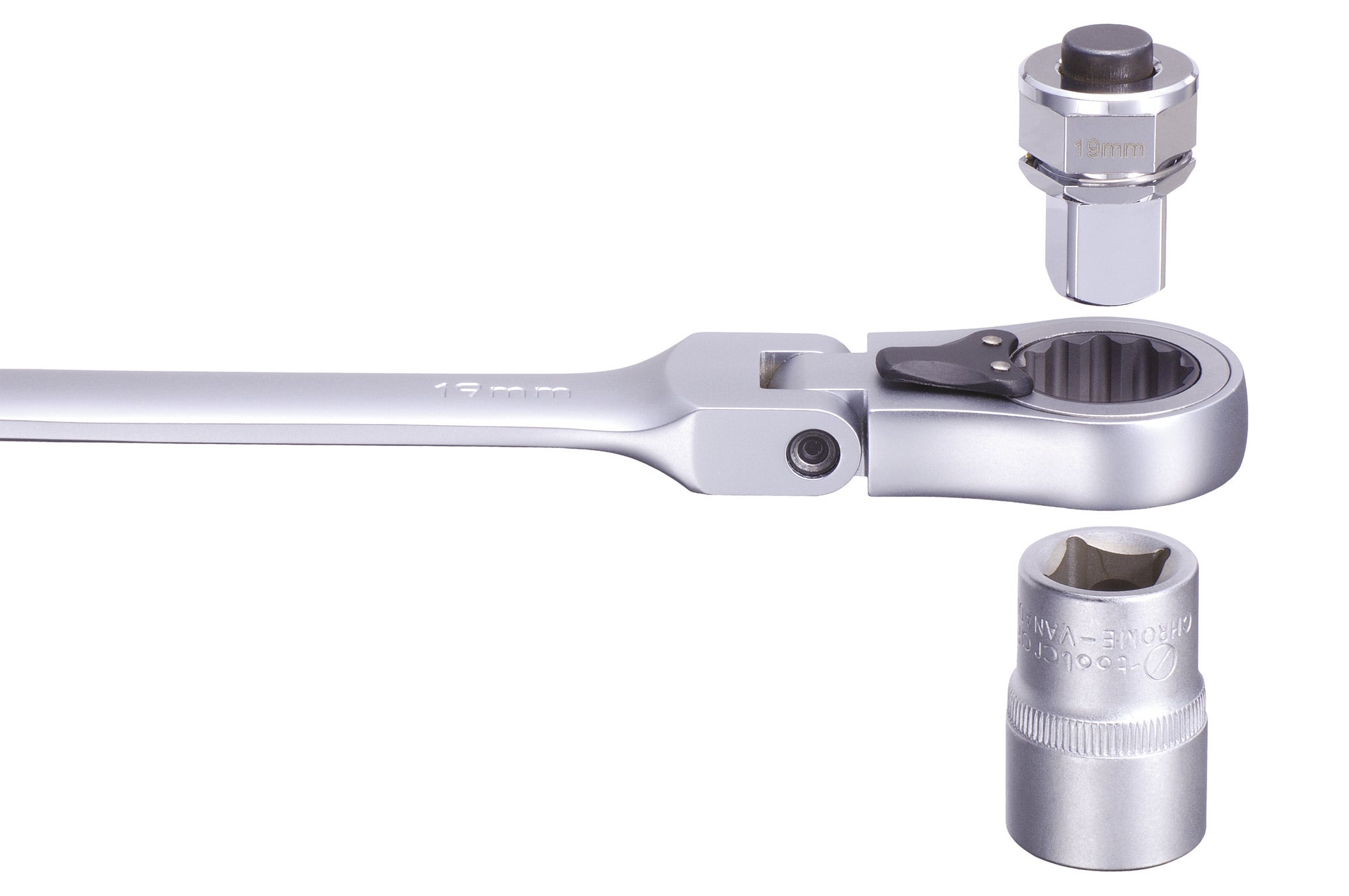 PROMAC JET Ringgabel-Rätschenschlüssel-Satz 7-teilig mit Gelenkkopf, in Kassette Q-707F  by PROMAC