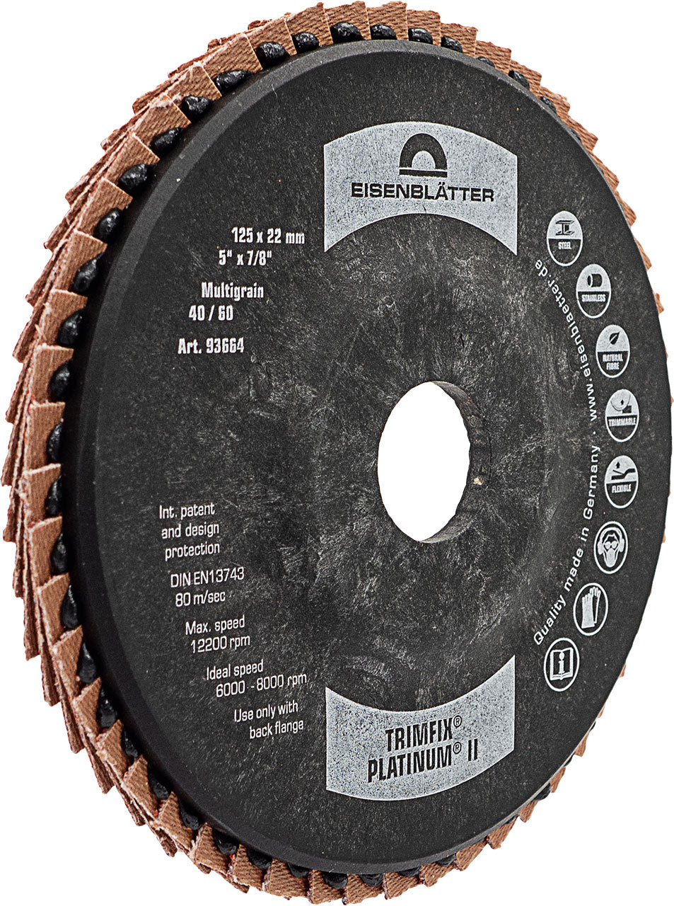 Eisenblätter TRIMFIX Platinum II Keramik Fächerschleifscheibe 93640