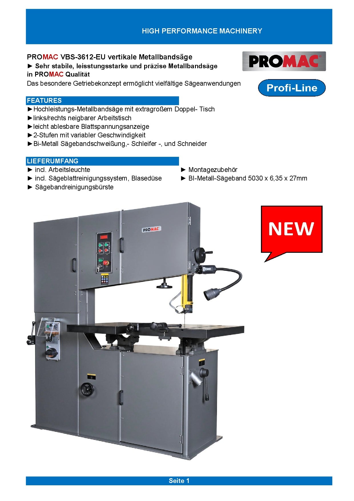 PROMAC VERTIKALE METALLBANDSÄGE VBS-3612