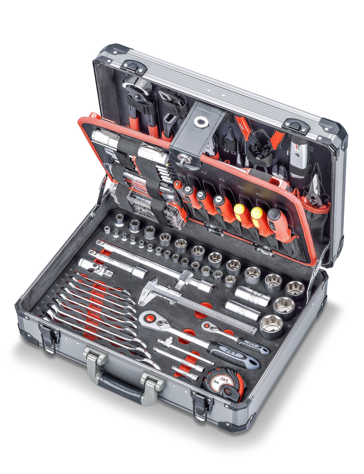 PROMAC JET-TOOLS Alu-Werkzeugkoffer 1/4" + 1/2", 136-teilig Y-136C